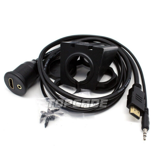 3.5MM & HDMI MALE TO FEMALE AUX FLUSH MOUNT CAR MOUNT EXTENSION CABLE - Image 2