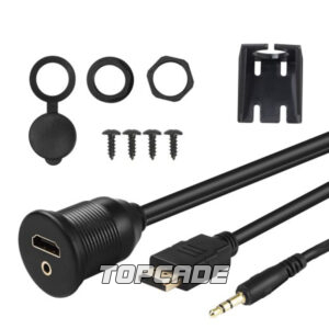 3.5MM & HDMI MALE TO FEMALE AUX FLUSH MOUNT CAR MOUNT EXTENSION CABLE