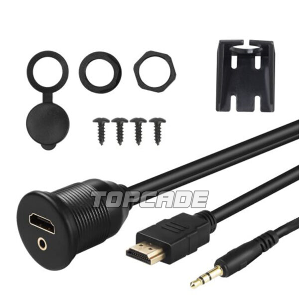 3.5MM & HDMI MALE TO FEMALE AUX FLUSH MOUNT CAR MOUNT EXTENSION CABLE